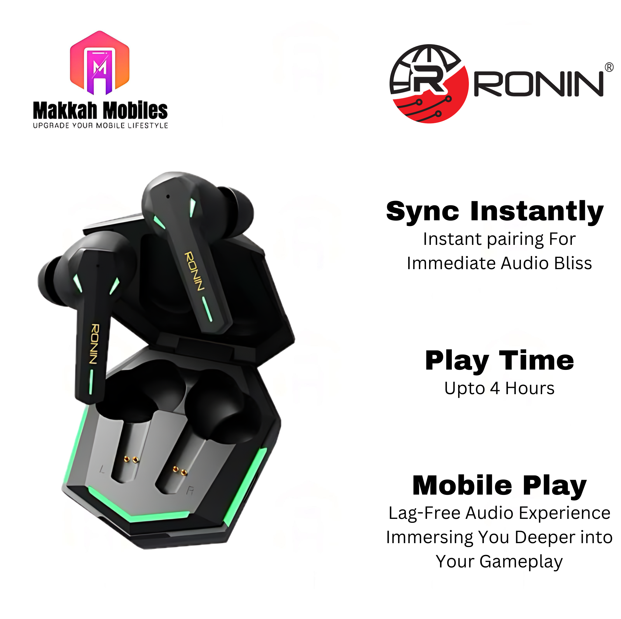 R-860 Ronin Gaming & Music Bluetooth Earpods Near Zero Delay Pro Gamerz